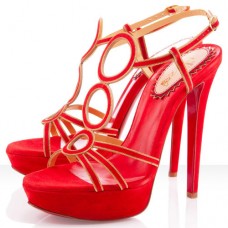 Sandály Christian Louboutin TroisRonds 140mm v mandarínkové červené barvě Sandály Christian Louboutin TroisRonds 140mm v mandarínkové červené barvě