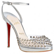 Sandály Christian Louboutin Jeannette Spiked 120mm stříbrné Sandály Christian Louboutin Jeannette Spiked 120mm stříbrné
