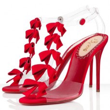 Sandály Christian Louboutin s mašlí 100 mm, červené