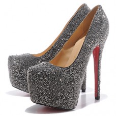 Christian Louboutin Daffodile Strass 160mm Platformové Boty Hematit