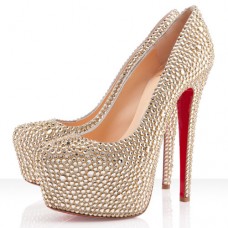 Christian Louboutin Daffodile Strass 160mm Platformové Boty Zlaté Christian Louboutin Daffodile Strass 160mm Platformové Boty Zlaté