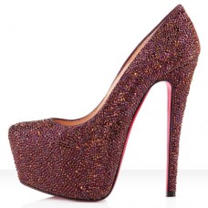 Christian Louboutin Daffodile Strass 160mm Platformové boty Švestkové