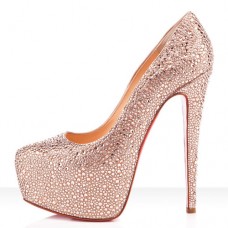 Christian Louboutin Daffodile Strass 160mm Platformové Boty Světle Broskvové