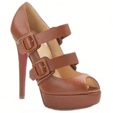 Christian Louboutin Bikiki 140mm Mary Jane Lodičky Hnědé