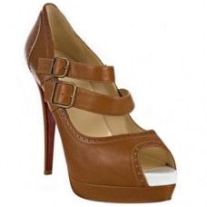 Christian Louboutin Luly 140mm Mary Jane Lodičky Hnědé Christian Louboutin Luly 140mm Mary Jane Lodičky Hnědé