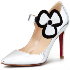 Christian Louboutin Pensee 100mm Mary Jane Lodičky Stříbrné Christian Louboutin Pensee 100mm Mary Jane Lodičky Stříbrné