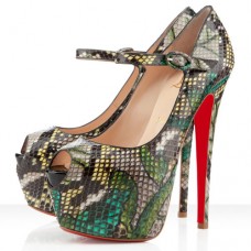 Christian Louboutin Lady Highness 160mm Mary Jane Lodičky Zelené