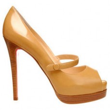 Christian Louboutin bez barre 140mm Mary Jane lodičky hnědé