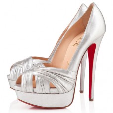 Christian Louboutin Jenny 140mm Lodičky s otevřenou špičkou - stříbrné