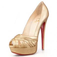 Christian Louboutin Jenny 140mm Peep Toe Lodičky Zlaté