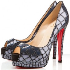 Christian Louboutin Sobek 100mm Peep Toe Lodičky Tmavě modré Christian Louboutin Sobek 100mm Peep Toe Lodičky Tmavě modré