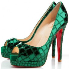 Christian Louboutin Sobek 100mm Peep Toe Lodičky Zelené