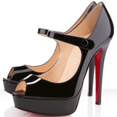 Christian Louboutin Bana 140mm Peep Toe Lodičky Černé Christian Louboutin Bana 140mm Peep Toe Lodičky Černé