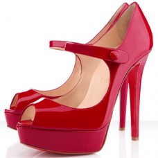 Christian Louboutin Bana 140mm Peep Toe Lodičky Červené