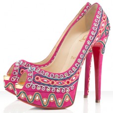 Christian Louboutin Bollywoody 140mm Peep Toe Lodičky Rose Matador