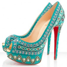 Christian Louboutin Bollywoody 140mm Peep Toe Lodičky Caraibes