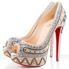 Christian Louboutin Bollywoody 140mm Peep Toe Lodičky Taupe Christian Louboutin Bollywoody 140mm Peep Toe Lodičky Taupe