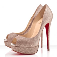Christian Louboutin Lady Peep Spikes 140mm Peep Toe Lodičky Zlaté