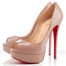Christian Louboutin Dámské 140mm Lodičky s Otevřenou Špičkou - Tělová kůže Christian Louboutin Dámské 140mm Lodičky s Otevřenou Špičkou - Tělová kůže