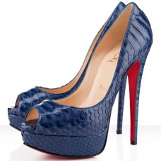 Christian Louboutin Dámské 140mm Peep Toe Lodičky Tmavě Modré
