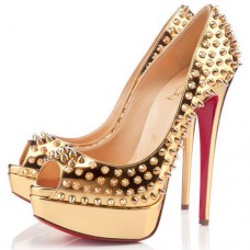 Christian Louboutin Dámské 140mm Peep Toe Lodičky Zlaté
