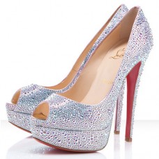 Christian Louboutin Lady Peep Strass 140mm Peep Toe Lodičky Aurora Boreale Christian Louboutin Lady Peep Strass 140mm Peep Toe Lodičky Aurora Boreale