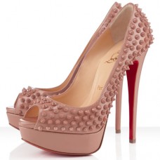 Christian Louboutin Lady Peep Spikes 140mm Lodičky s otevřenou špičkou - tělové barvy