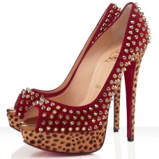 Christian Louboutin Dámské Peep Spikes 140mm Lodičky s Peep Toe Červené
