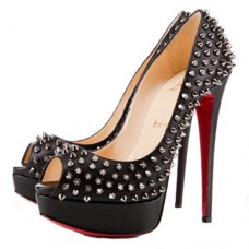 Christian Louboutin Dámské Peep Spikes 140mm Lodičky s Peep Toe Stříbrné