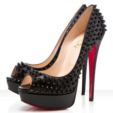Christian Louboutin Lady Peep Spikes 140mm Peep Toe Lodičky Zlaté Christian Louboutin Lady Peep Spikes 140mm Peep Toe Lodičky Zlaté