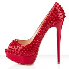 Christian Louboutin Dámské Peep Spikes 140mm Lodičky s Peep Toe Červené
