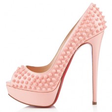 Christian Louboutin Lady Peep Spikes 140mm Peep Toe Lodičky Dětská Růžová