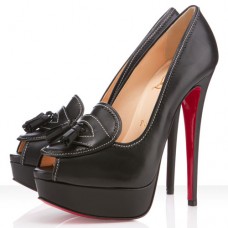 Christian Louboutin Alta Campus 140mm Peep Toe Lodičky Černé Christian Louboutin Alta Campus 140mm Peep Toe Lodičky Černé
