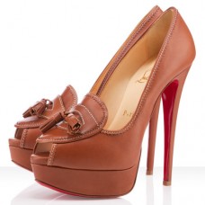 Christian Louboutin Alta Campus 140mm Peep Toe Lodičky Fauve Christian Louboutin Alta Campus 140mm Peep Toe Lodičky Fauve