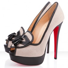 Christian Louboutin Alta Campus 140mm Peep Toe Lodičky Přírodní Christian Louboutin Alta Campus 140mm Peep Toe Lodičky Přírodní