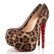 Christian Louboutin Highness 160mm Peep Toe Lodičky s Leopardím vzorem