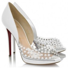 Christian Louboutin Engin 120mm Peep Toe Lodičky Bílé