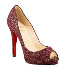 Christian Louboutin Třpytivé 120mm Lodičky s otevřenou špičkou Červené