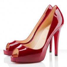 Christian Louboutin Very Prive 120mm Peep Toe Lodičky Tmavě Červené Christian Louboutin Very Prive 120mm Peep Toe Lodičky Tmavě Červené