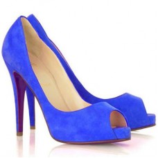 Christian Louboutin Very Prive 120mm Peep Toe Lodičky Modré