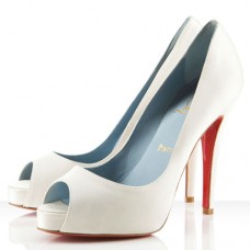 Christian Louboutin Very Prive 120mm Peep Toe Lodičky - Bílé