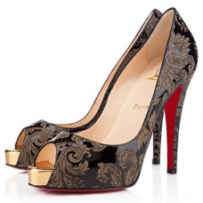 Christian Louboutin Very Prive 120mm Peep Toe Lodičky Zlaté Christian Louboutin Very Prive 120mm Peep Toe Lodičky Zlaté