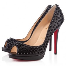Christian Louboutin Yolanda Spikes 120mm Peep Toe Lodičky Černé
