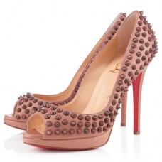 Christian Louboutin Yolanda Spikes 120mm Peep Toe Lodičky Nude Christian Louboutin Yolanda Spikes 120mm Peep Toe Lodičky Nude
