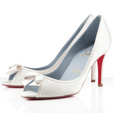 Christian Louboutin Milady 80mm Peep Toe Lodičky Bílé Christian Louboutin Milady 80mm Peep Toe Lodičky Bílé