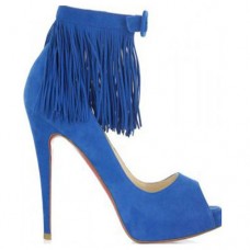 Christian Louboutin Krátké boty Tina Fringe 120mm Zvláštní příležitosti Modré Christian Louboutin Krátké boty Tina Fringe 120mm Zvláštní příležitosti Modré