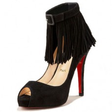 Christian Louboutin Krátké boty Tina Fringe 120mm Zvláštní příležitosti Černé Christian Louboutin Krátké boty Tina Fringe 120mm Zvláštní příležitosti Černé