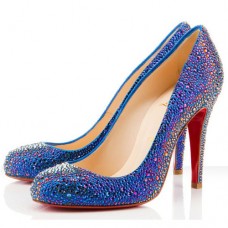 Christian Louboutin Fifi Strass 100mm Speciální příležitosti Modrá Christian Louboutin Fifi Strass 100mm Speciální příležitosti Modrá
