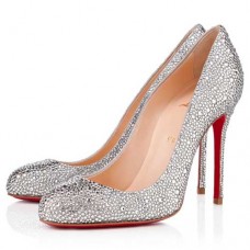 Christian Louboutin Fifi Strass 100mm Lodičky Stříbrné