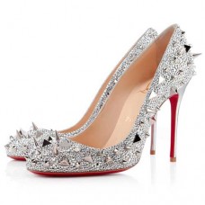 Christian Louboutin Fifi Strass 100mm Lodičky Stříbrné